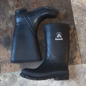 Unisex children’s black mid-calf rain boots